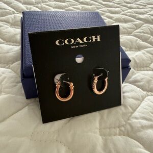 Coach Rose Gold Mini Hoop Earrings